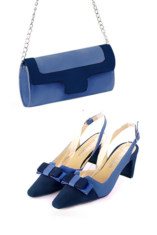Electric blue women's dress clutch, for weddings, ceremonies, cocktails and parties. Worn view - Florence KOOIJMAN